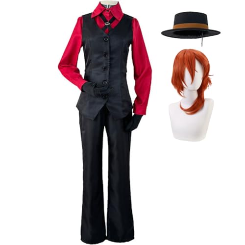 Jiumaocleu Nakahara Chuuya Cosplay Kostüm Anime Chuuya Nakahara BSD Cosplay Outfits Komplettes Set mit Perücke Halloween Dress Up Anzug für Herren Jiumaocleu Nakahara Chuuya Cosplay Kostüm Anime Chuuya Nakahara BSD Cosplay Outfits Komplettes Set mit Perücke Halloween Dress Up Anzug für Herren von Jiumaocleu