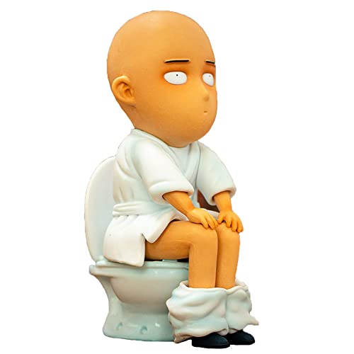 Jiumaocleu One Punch Man Saitama Actionfigur Süße Anime Figur mit Perücke Cartoon Sammelfiguren Home Ornament für Anime Fans, 15 cm von Jiumaocleu