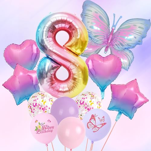 Lila Deko Geburtstag Mädchen, Lila Schmetterling Folienballons 12 Stück 12 Zoll Pastell Lila Rosa Luftballon Zahl 8 Luftballon Geburtstagsdeko Mädchen Set für 8 Jahre Mädchen Geburtstag Deko Babyparty Lila Deko Geburtstag Mädchen, Lila Schmetterling Folienballons 12 Stück 12 Zoll Pastell Lila Rosa Luftballon Zahl 8 Luftballon Geburtstagsdeko Mädchen Set für 8 Jahre Mädchen Geburtstag Deko Babyparty von Jiusely