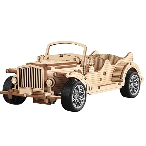 DIY Holz Oldtimer Auto Modellbausatz, 19,5x9,5x8 cm, Mechanischer Antrieb, Vintage Cabrio Modellauto zum Selbstbauen DIY Holz Oldtimer Auto Modellbausatz, 19,5x9,5x8 cm, Mechanischer Antrieb, Vintage Cabrio Modellauto zum Selbstbauen von Jixin Xyzhi