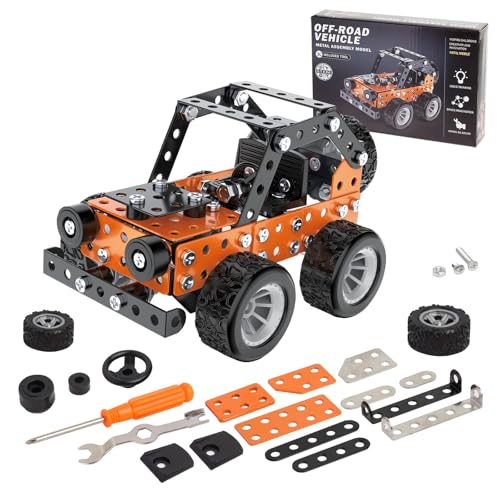 Jixin Xyzhi Bausets Vorbau Metall 3D Puzzle Off-Road Modellauto Bauset Bauset Spielzeug Eltern-Kind-Interaktion Spielsets Geschenke für Kinder Alter 8-16 Jahre Orange .. von Jixin Xyzhi