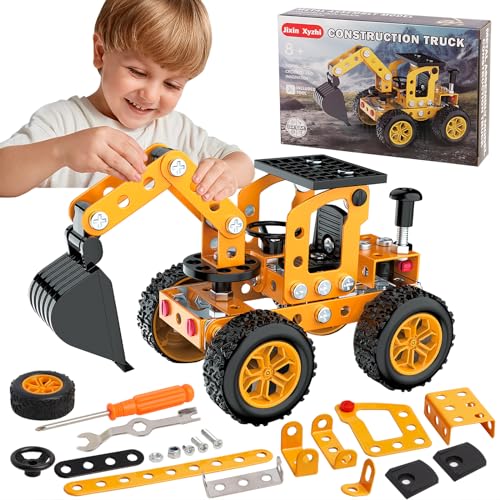 Jixin Xyzhi Sets Metallmontage-Spielzeug, Modellbagger-Kits, STEM-Projekte, Modellauto-Kits zum Bauen von Jixin Xyzhi Geburtstagsgeschenken für Kinder von 8–16 Jahren, Gelb von Jixin Xyzhi