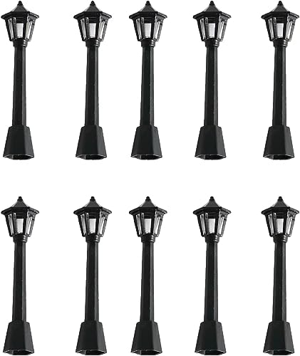 10 Stück schwarze Mini-Miniatur-Straßenlaternen-Modell, Eisenbahn-Zug-Pfostenlampen, schwarze Lampe für den Außenbereich, Weg, Laternenpfosten für Puppenhaus-Dekoration, Mikro-Landschaft 10 Stück schwarze Mini-Miniatur-Straßenlaternen-Modell, Eisenbahn-Zug-Pfostenlampen, schwarze Lampe für den Außenbereich, Weg, Laternenpfosten für Puppenhaus-Dekoration, Mikro-Landschaft von Jizlan