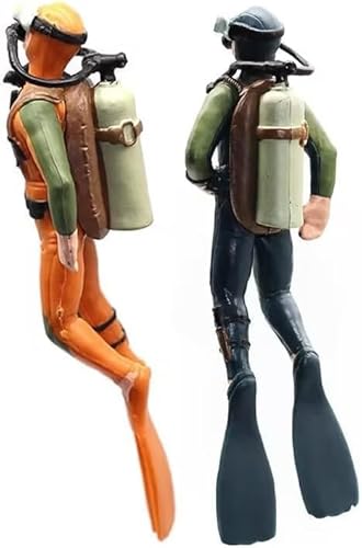 Jizlan 1 x orangefarbener Taucher mit Schlauch, Taucher, Steve Squid, Aquarium, Maßstab, Modell, Meerestiere, Taucher, Schwimmer, Taucher von Jizlan