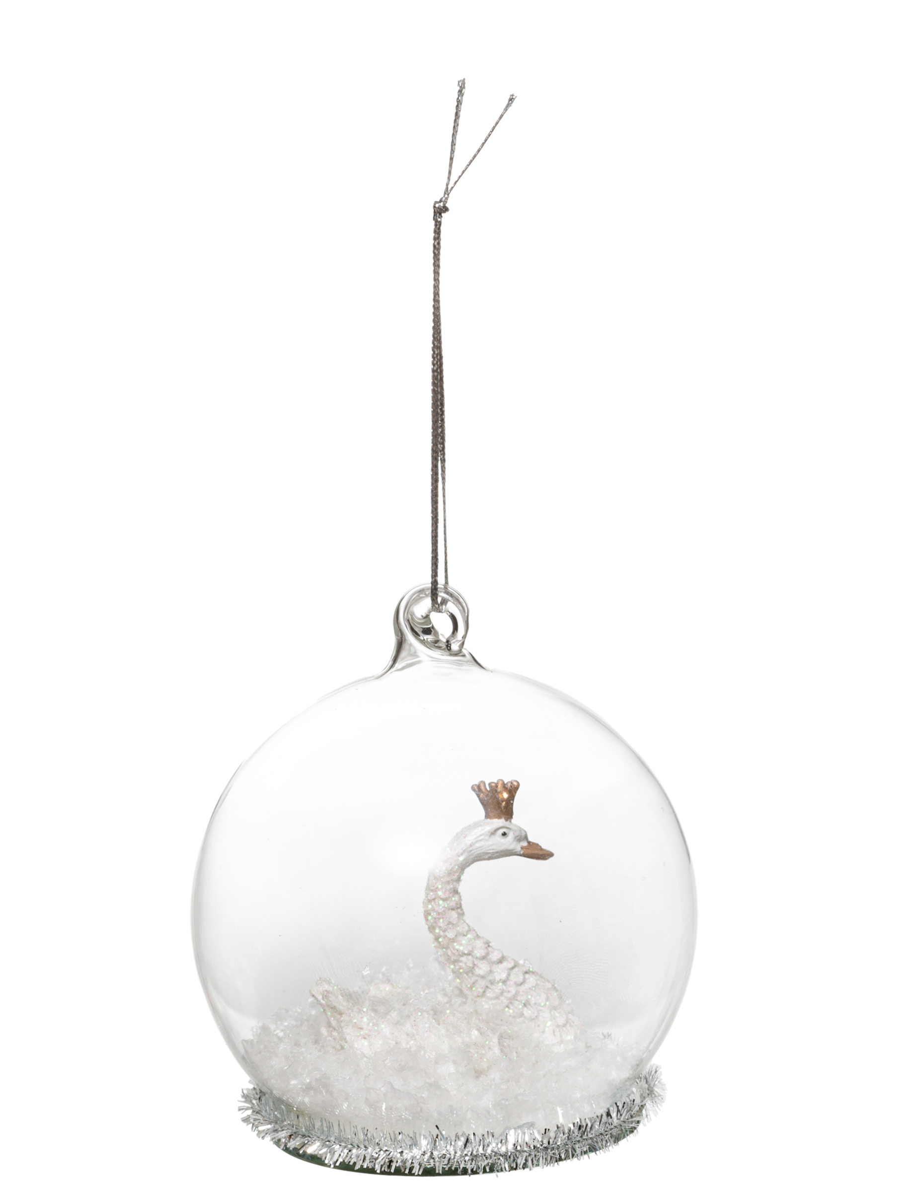 Christbaumkugel aus Glas Schwanenkönig weiß 8 cm Christbaumkugel aus Glas Schwanenkönig weiß 8 cm von JJA