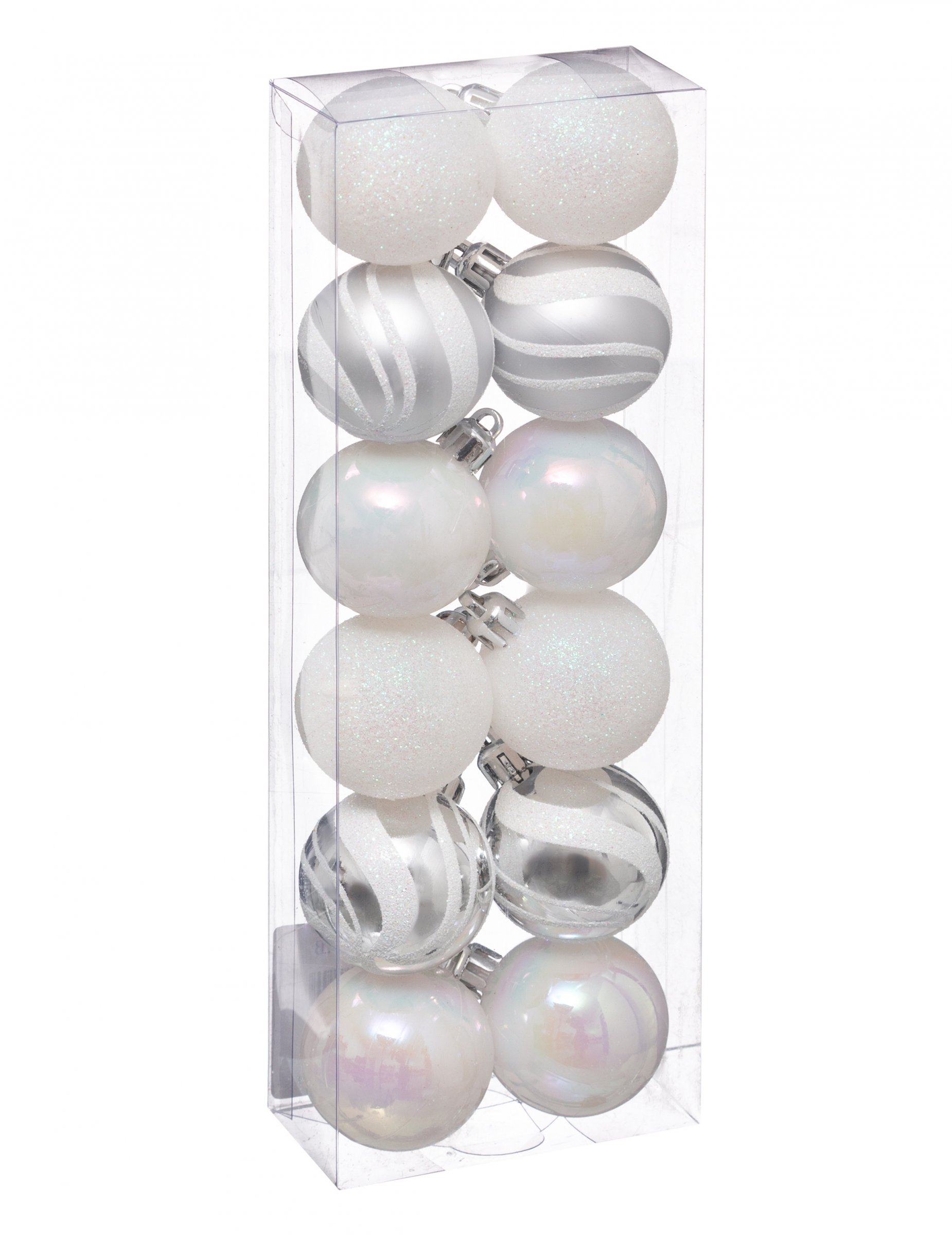 Christbaumkugeln-Set 12-teilig weiß-silberfarben 4 cm Christbaumkugeln-Set 12-teilig weiß-silberfarben 4 cm von JJA
