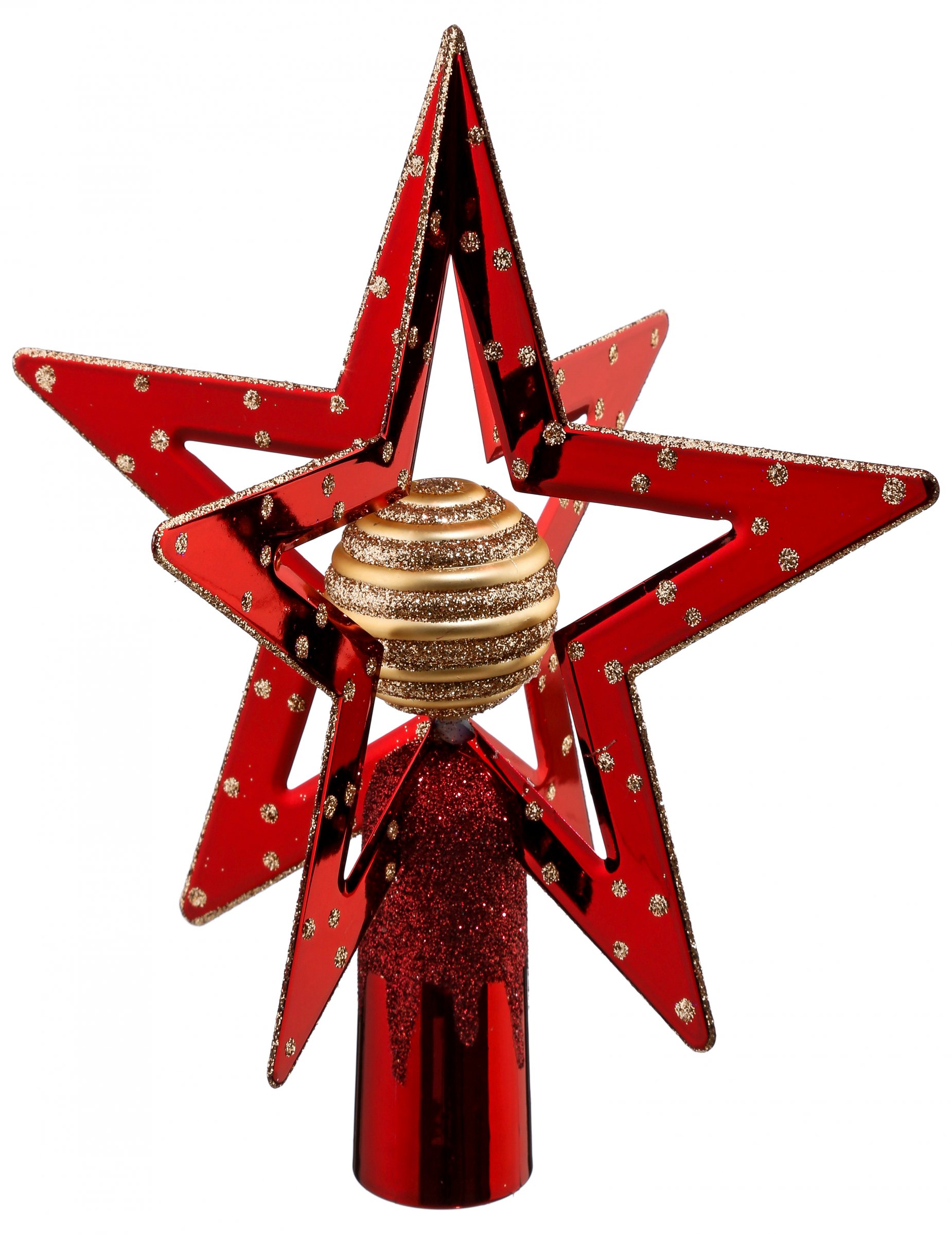 Doppel-Stern Christbaumspitze rot-goldfarben 19 cm Doppel-Stern Christbaumspitze rot-goldfarben 19 cm von JJA
