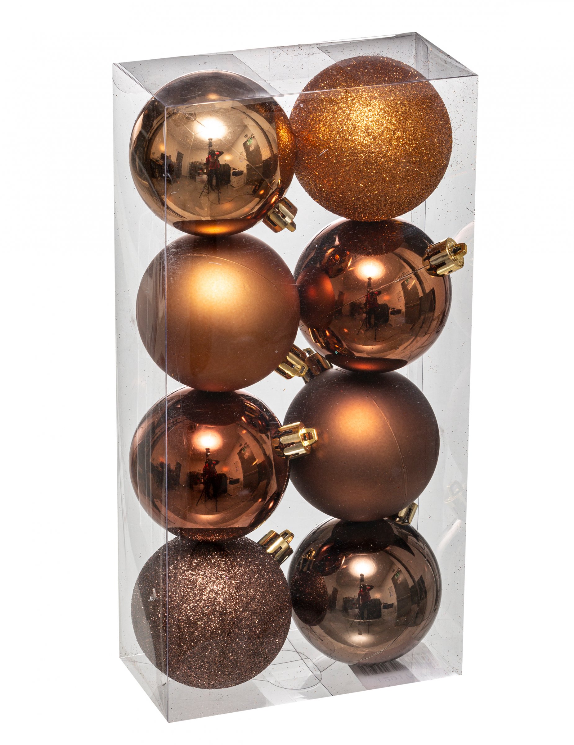 Elegante Christbaumkugeln Weihnachts-Dekoset 8-teiig bronze-goldfarben 7 cm von JJA