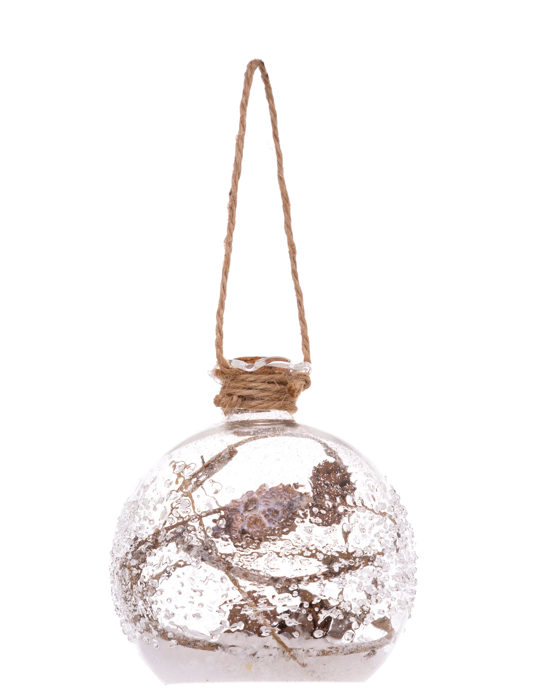 Gefüllte Weihnachtskugel mit Frosteffekt Christbaumschmuck braun-weiß 9 cm von JJA