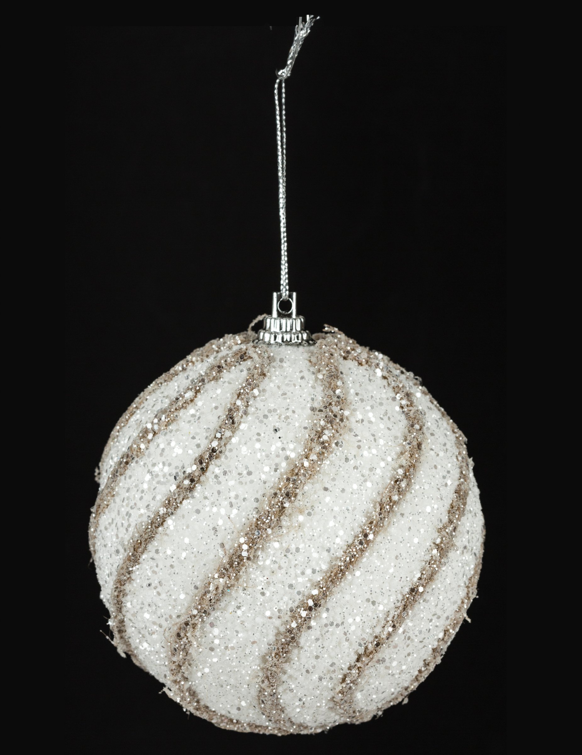 Glitzer-Christbaumkugel Weihnachtsdeko weiß-goldfarben 8 cm Glitzer-Christbaumkugel Weihnachtsdeko weiß-goldfarben 8 cm von JJA
