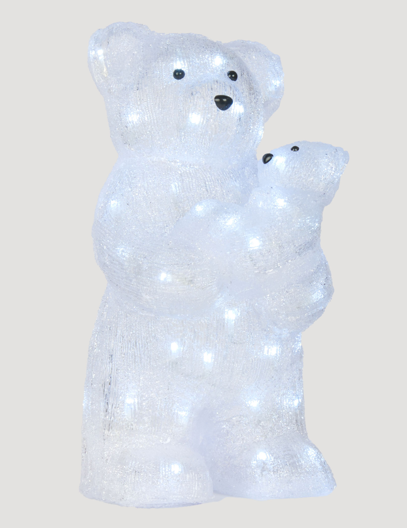 Leuchtende Eisbär-Dekofigur mit Baby weiß 44 x 24 x 23 cm von JJA