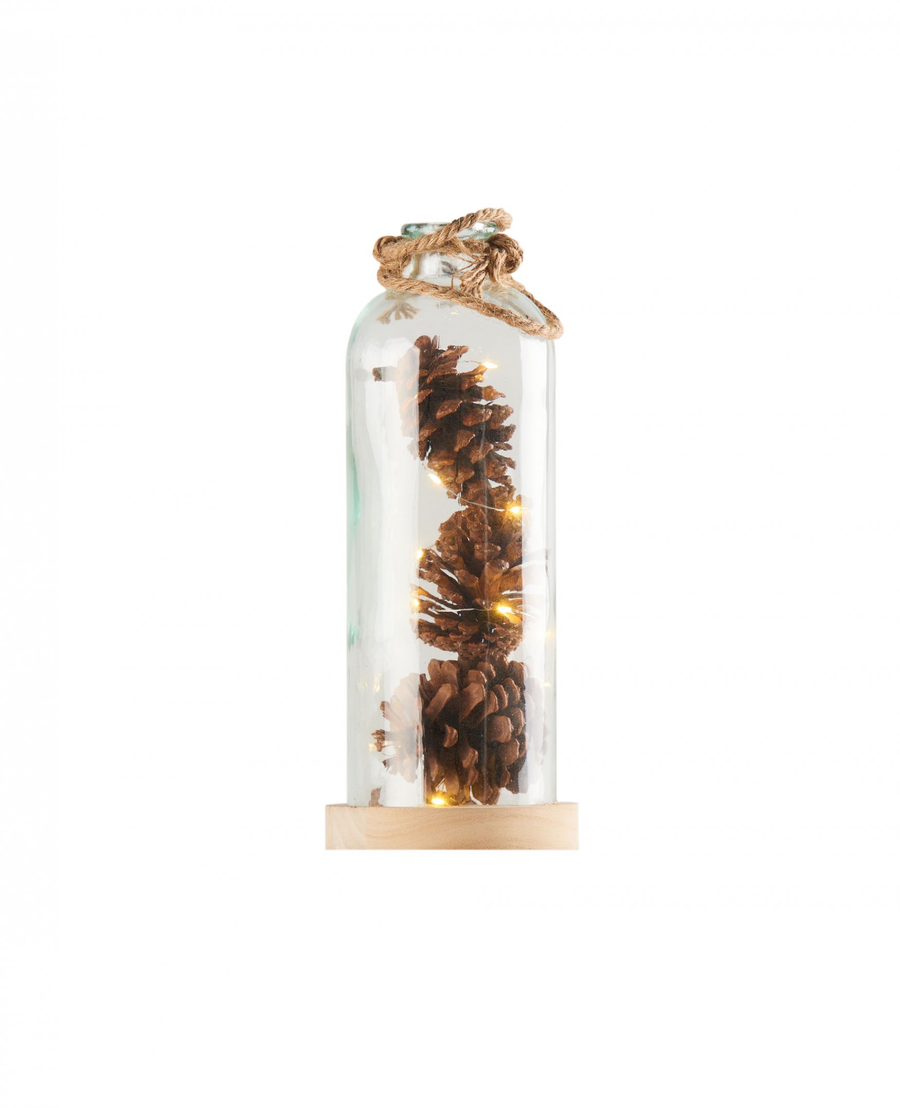 Leuchtende Weihnachts-Vase Tannenzapfen braun-transparent 31 x 13,2 cm von JJA
