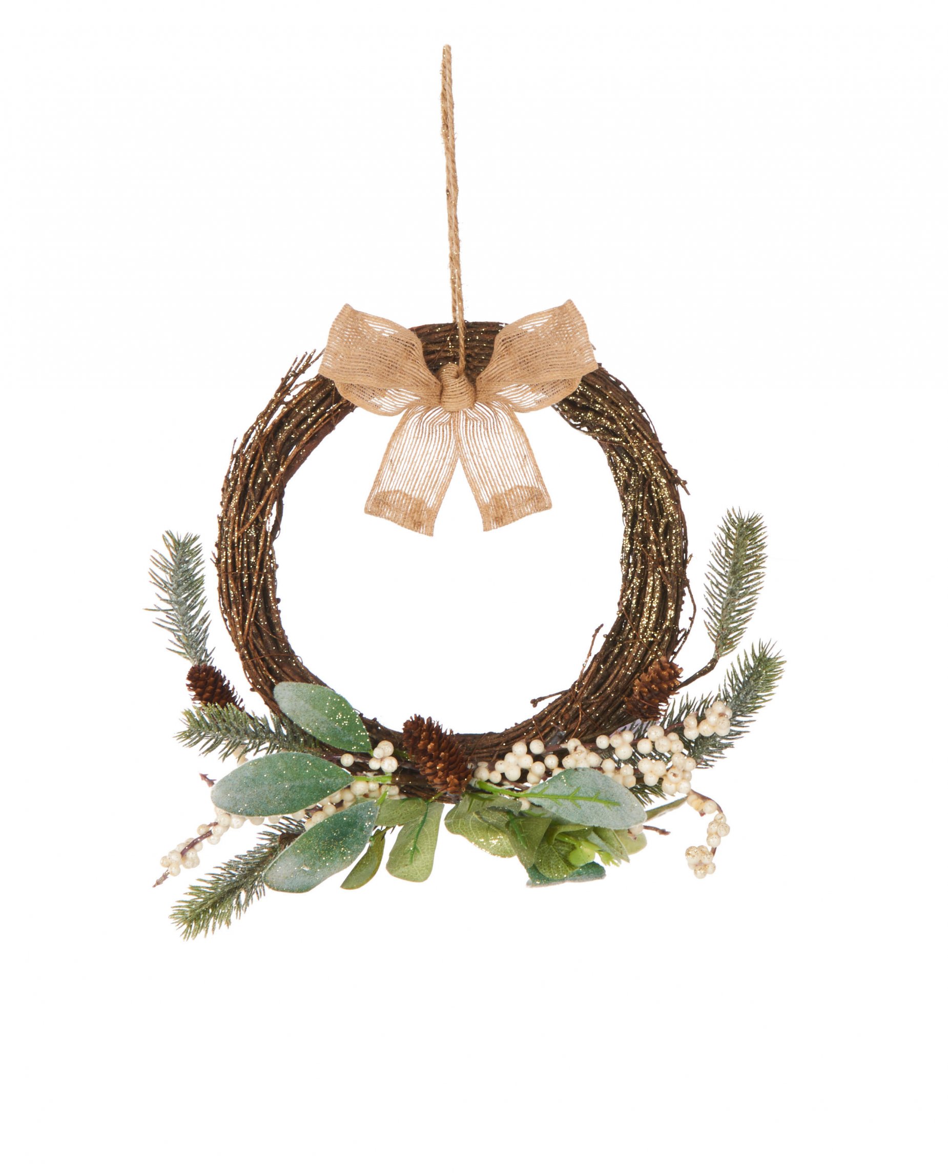 Natürlicher Weihnachtskranz Weihnachts-Hängedeko grün-braun-weiß 36 cm Natürlicher Weihnachtskranz Weihnachts-Hängedeko grün-braun-weiß 36 cm von JJA
