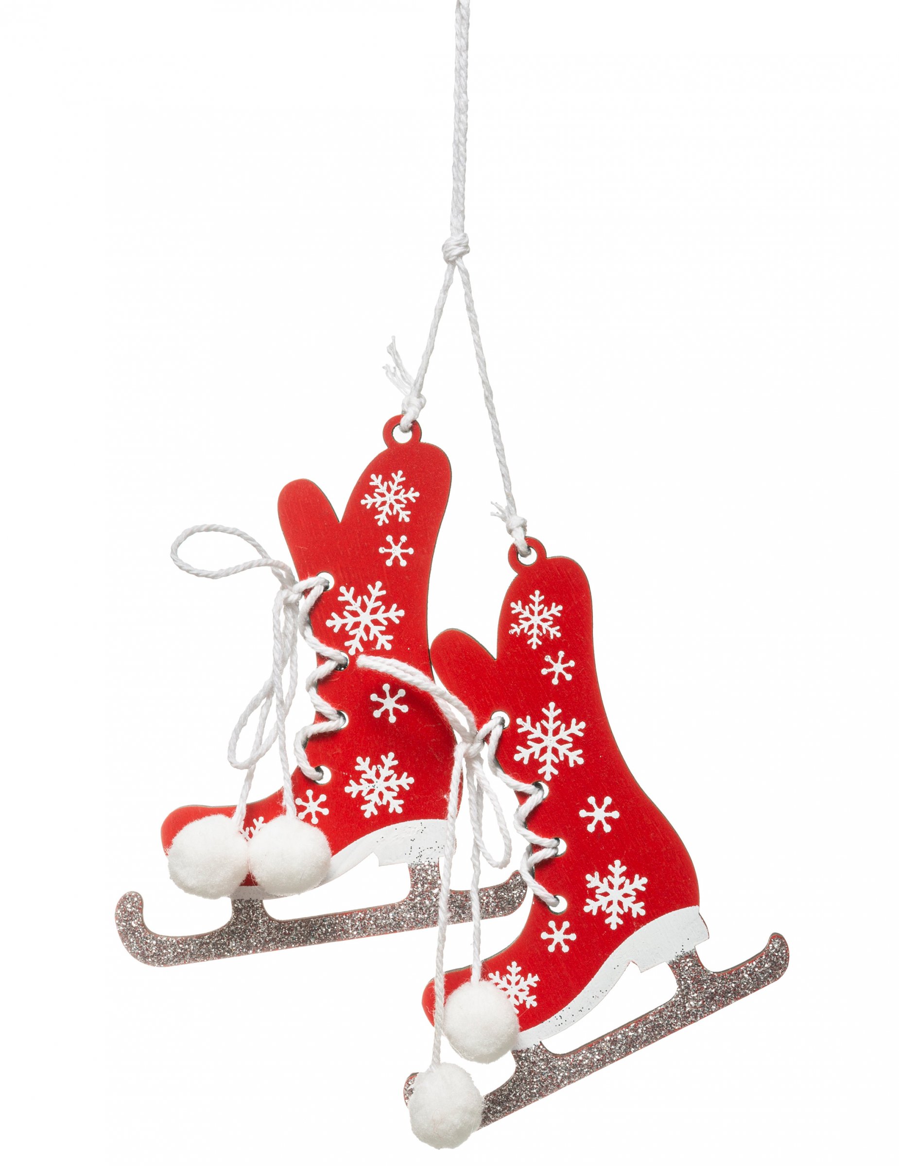 Schlittschuhe-Anhänger Christbaumschmuck rot-weiß 10 cm von JJA