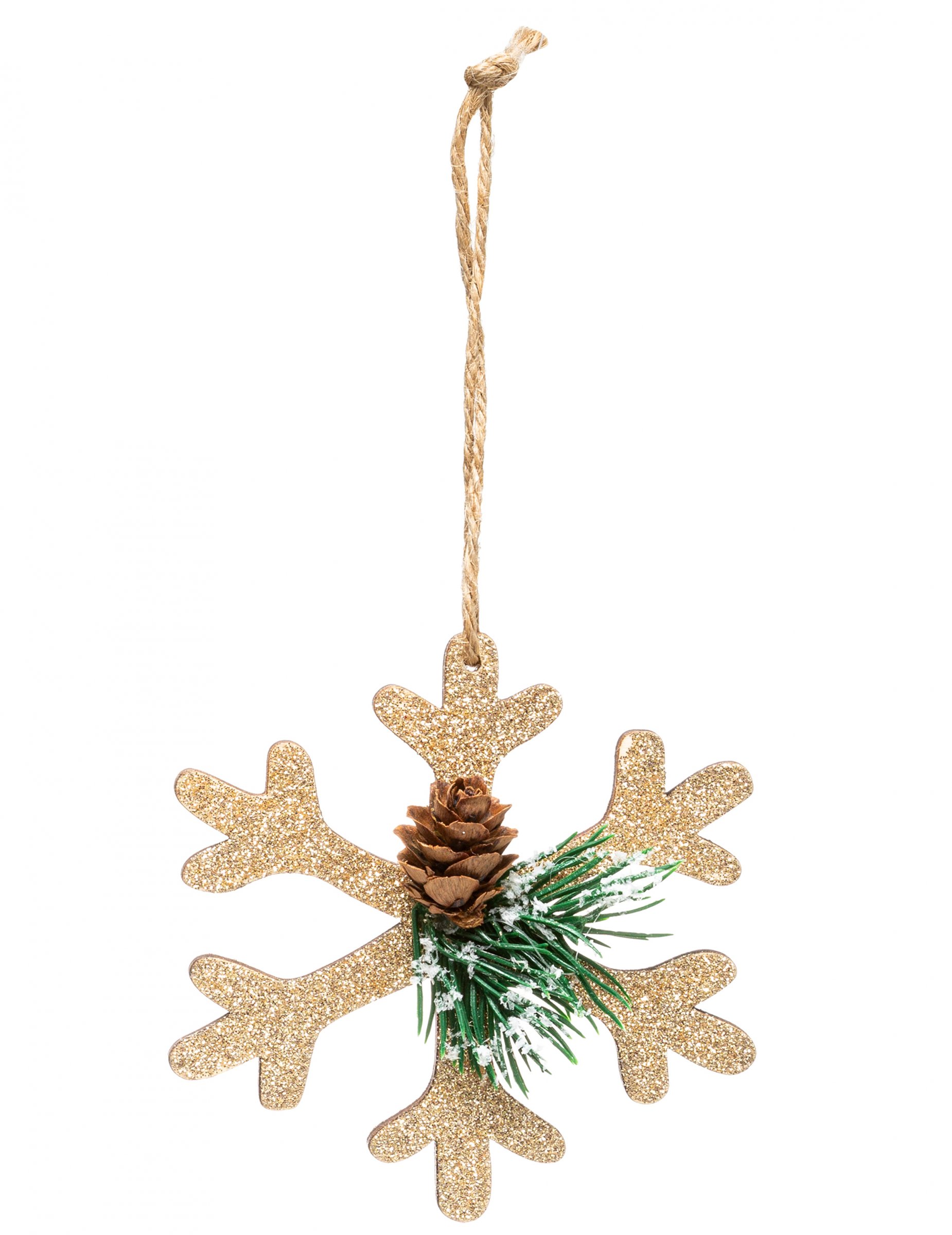 Schneeflocken-Christbaumschmuck goldfarben-grün-braun 10 cm von JJA