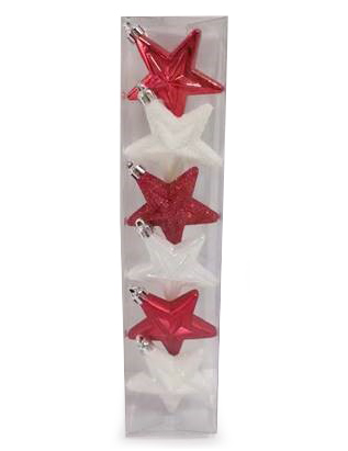 Tannenbaumschmuck Sterne weihnachtliche Deko 6-teilig weiß-rot 6cm von JJA