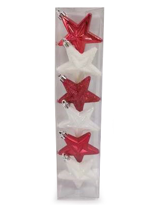 Tannenbaumschmuck Sterne weihnachtliche Deko 6-teilig weiß-rot 6cm Tannenbaumschmuck Sterne weihnachtliche Deko 6-teilig weiß-rot 6cm von JJA