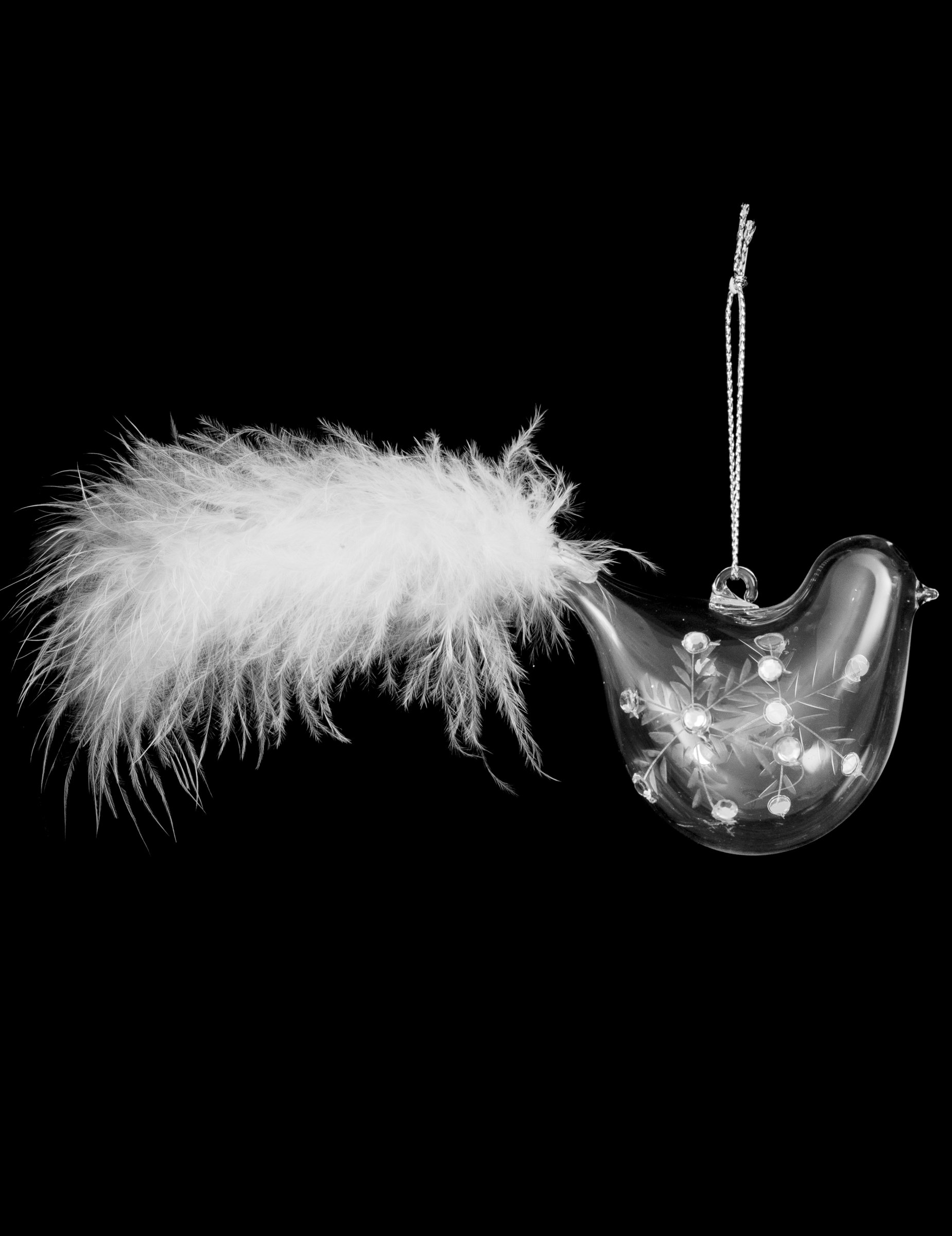 Vogel-Christbaumschmuck aus Glas Weihnachten transparent-weiß 7 cm Vogel-Christbaumschmuck aus Glas Weihnachten transparent-weiß 7 cm von JJA