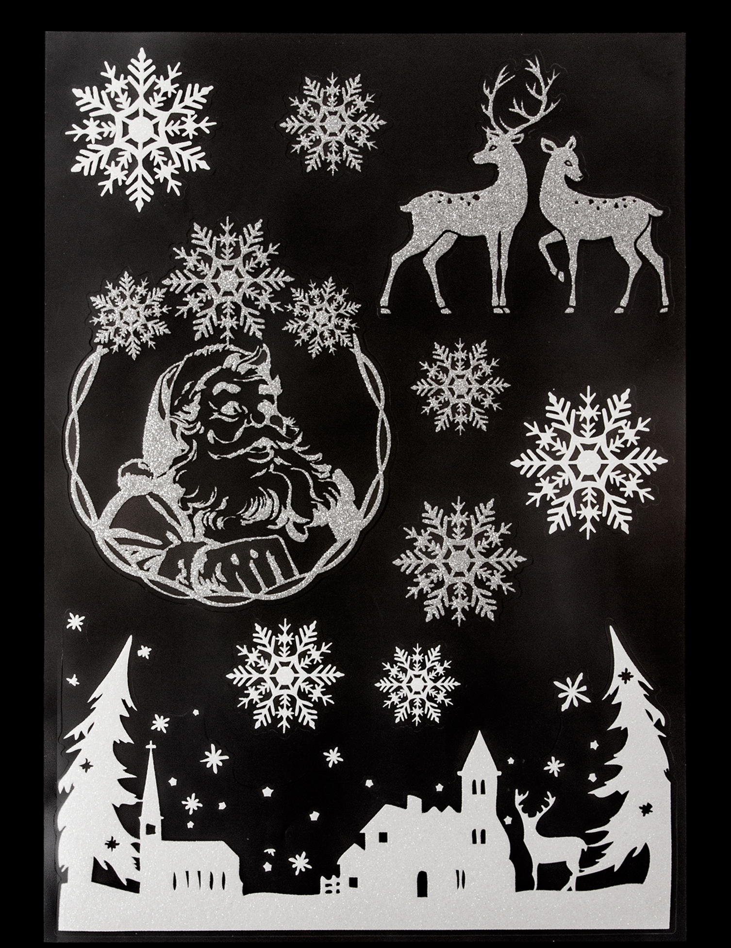 Weihnachten-Fensterbild Schneeoptik weiß von JJA