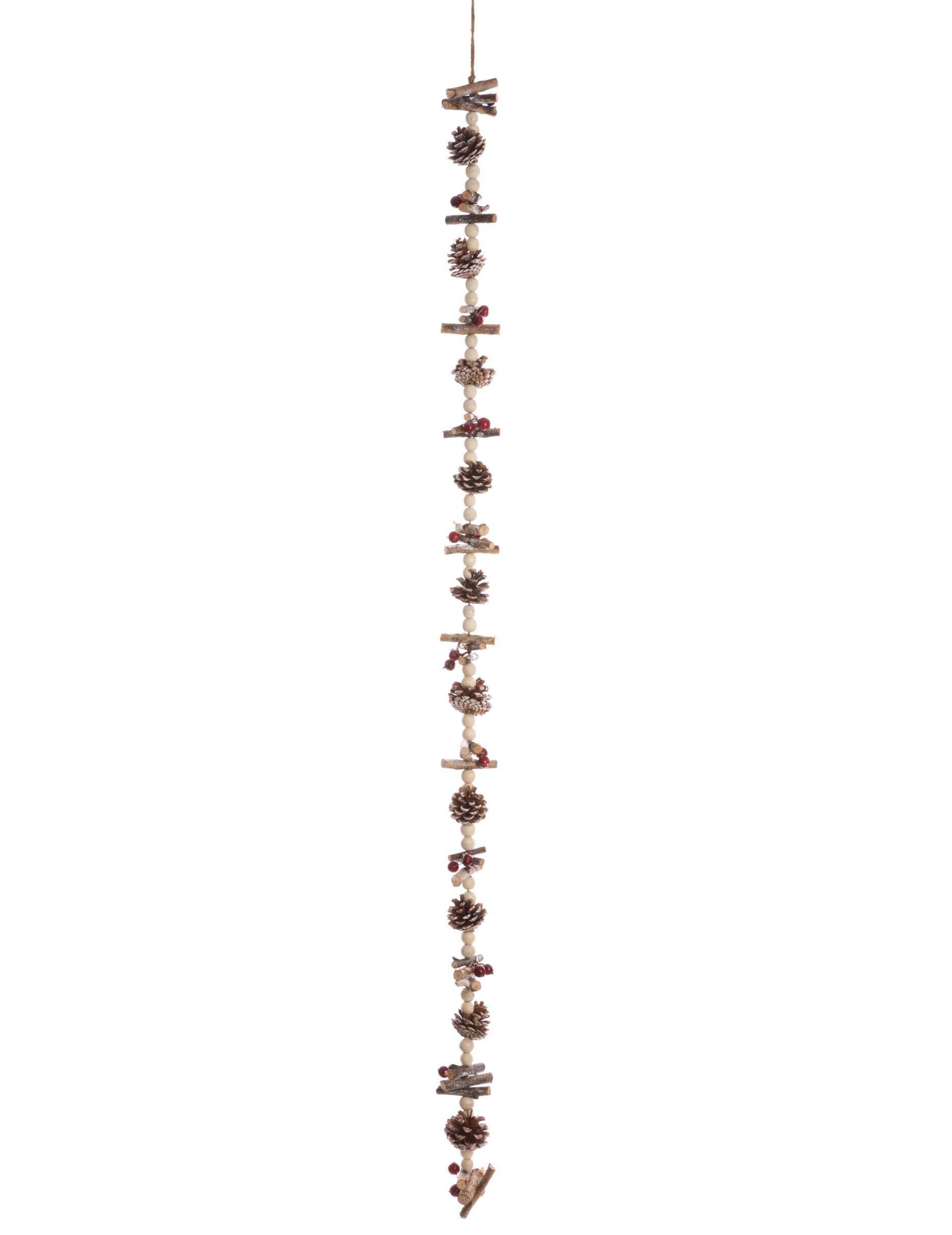 Weihnachts-Holzgirlande Perlen und Tannenzapfen braun 150 cm von JJA