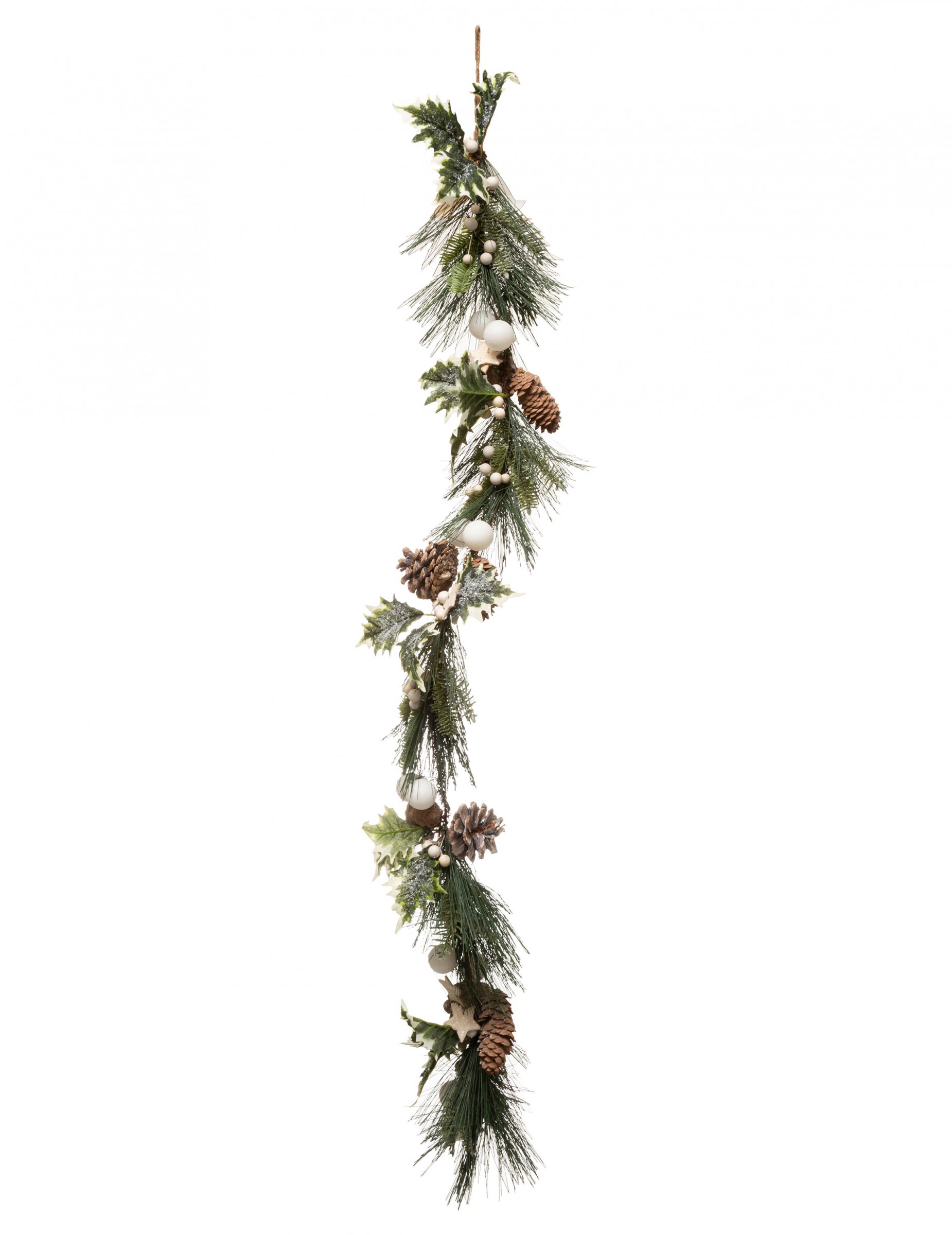 Weihnachtsgirlande Tannenzapfen grün-weiß-braun 1 m von JJA