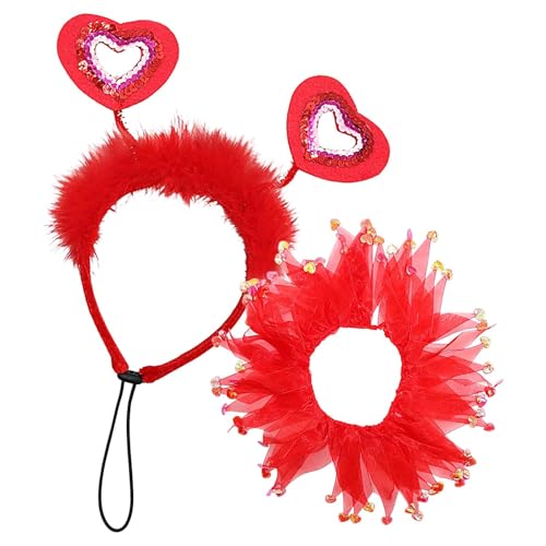Herz-Hunde-Stirnband und Hunde-Bandana, Valentinstags-Hundekostüm, rotes Herz-Stirnband, entzückende Hundebekleidung mit Bandanas für mittelgroße bis große Hunderassen Herz-Hunde-Stirnband und Hunde-Bandana, Valentinstags-Hundekostüm, rotes Herz-Stirnband, entzückende Hundebekleidung mit Bandanas für mittelgroße bis große Hunderassen von Jlkegfdf