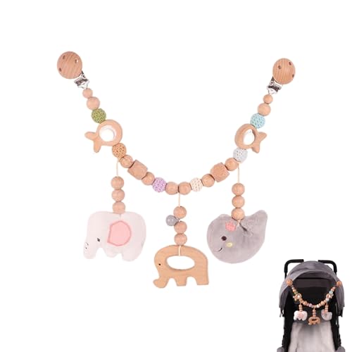 Kinderwagenkette Holz Baby, Kinderwagenkette aus Holz und Häkeln, Kinderwagen Kette für Babys, Mädchen Junge Kinderwagen Kette, für Jungen und Mädchen von Jlnmmn