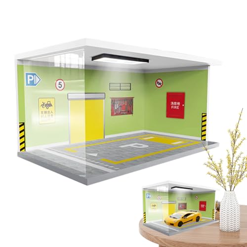 Auto-Modell-Ausstellungsständer, Garagenmodelle, Sammler, geräumige Garagen-Szene, Parkplatz mit beleuchteten Lichtern, Auto-Modell-Parkgaragenanzeige für Bürofläche und Schlafzimmer, Innendekoration von Jlobnyiun