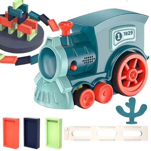 Automatisches Zugset, automatischer Spielzeugzug – Spielzeug aus stapelbaren Zugblöcken | Spiele für Zug, stapelbares Spielzeug, kreatives Spiel mit Musik und Licht für Mädchen ab 3 Jahren von Jlobnyiun