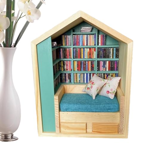 Booknook Miniatur Haus Set - Buchhandbuch Set aus Holz für Erwachsene, Holzhandwerk aus der kleinen Bibliothek der Welt | Handgefertigte kleine Welt aus Holz, kreativer Display auf von Jlobnyiun