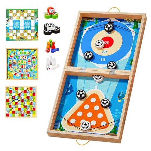Brettspiele-Schreibtischspielzeug, Holz 7-in-1 Interaktives Hockeyspiel | Bildungsmulti-Play-Set für Kindergärtner, Kinder im Vorschulen im Indoor-Spaß, Heimreise-Tabletop-Aktivitäten, Famil von Jlobnyiun