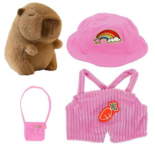 Capybara Plüschtier, verkleiden Sie sich die Capybara Plüschtiere | Realistische Capybara Plüschtiere mit Kleidung und Zubehör | Plüschtier Capybara Lustig 25 cm, Dekoration d von Jlobnyiun