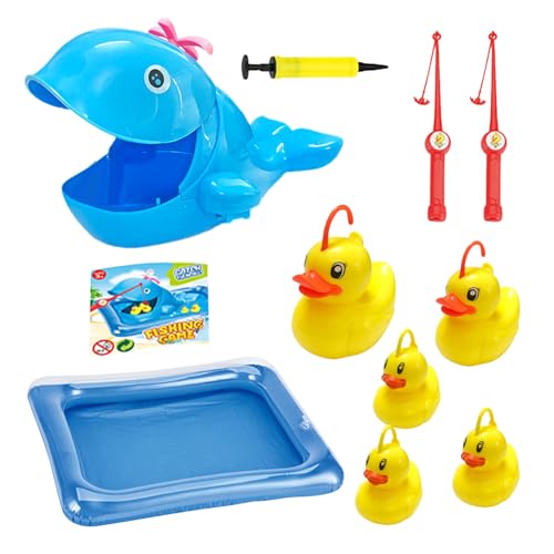 Fischereispielzeug, Kleinkind Fischereispielzeug,Aufblasbarer Fischpool, Handpumpe Inklusive - Wassertabelle Badewanne Kiddie Party Gefälligkeiten, Sommerbadspiel Für Mädchen 3-5 von Jlobnyiun