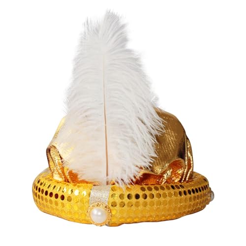 Jlobnyiun Aladdin Prinz Hut – Sultan Herren Stirnband | Aladdin-Hut, Aladdin-Kostümzubehör, mit Federn und Perlen, prächtiger Turban, Sultan-Männer, Kopfwickel, Pailletten-Design für Männer Jlobnyiun Aladdin Prinz Hut – Sultan Herren Stirnband | Aladdin-Hut, Aladdin-Kostümzubehör, mit Federn und Perlen, prächtiger Turban, Sultan-Männer, Kopfwickel, Pailletten-Design für Männer von Jlobnyiun