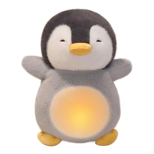 Jlobnyiun Atmendes Kuscheltier - Atmendes Pinguin Kuscheltier | Baby Schlafbegleiter Beruhigungspuppe Für Familienentspannung Kinderzimmer Tägliche Nutzung Schlafzimmer Geburtstag Kinder Reisen von Jlobnyiun