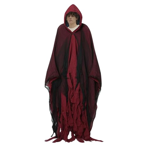 Jlobnyiun Cloak Kostüm für Erwachsene - Dark Robe - Gothic Witch Cape | Cosplay -Kapuze -Cape für Party, Rollenspieleereignis, Bühnenperformance, Tanzabend und gruseliges Kostümzubehör für Erwac von Jlobnyiun