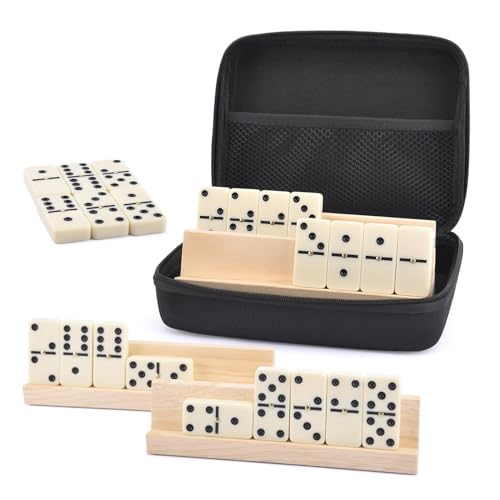 Jlobnyiun Dominospiel für Erwachsene, Dominoset in einem Etui – klassische Dominosteine in EVA-Hartschalenetui – Dominospiel im traditionellen Design, leicht zu transportieren für Freunde von Jlobnyiun