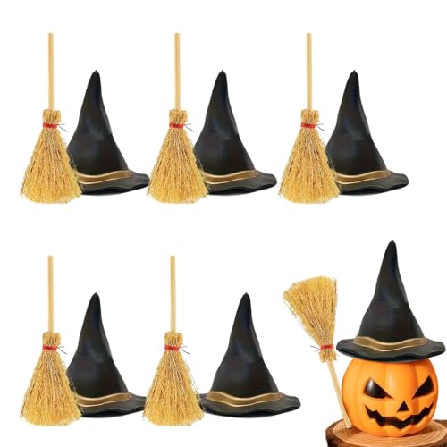 Jlobnyiun Halloween Hut | Hexenhut Kunsthandwerk - 1 Set Miniaturdekoration Besen Für Party Hochzeit Erwachsener Kinderpuppenhaus Baby Mädchen Jlobnyiun Halloween Hut | Hexenhut Kunsthandwerk - 1 Set Miniaturdekoration Besen Für Party Hochzeit Erwachsener Kinderpuppenhaus Baby Mädchen von Jlobnyiun