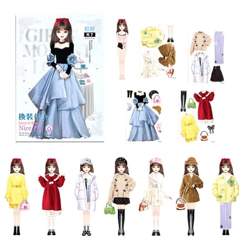 Jlobnyiun Magnetische Prinzessin, zum Verkleiden von Puppen aus Papier, Stickerbücher für Mädchen, Buch aus Aktivitätspapier, magnetisch, Figur Jlobnyiun Magnetische Prinzessin, zum Verkleiden von Puppen aus Papier, Stickerbücher für Mädchen, Buch aus Aktivitätspapier, magnetisch, Figur von Jlobnyiun