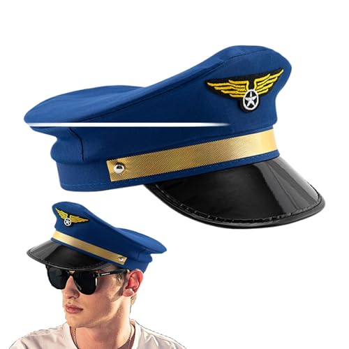 Jlobnyiun Marinepilothut, Navy Captain Hut - Frauenkappe,Adult Navy Captain Airline Hüte Verstellbar Für Männer Frauen Für Halloween -Kostümzubehör Jlobnyiun Marinepilothut, Navy Captain Hut - Frauenkappe,Adult Navy Captain Airline Hüte Verstellbar Für Männer Frauen Für Halloween -Kostümzubehör von Jlobnyiun