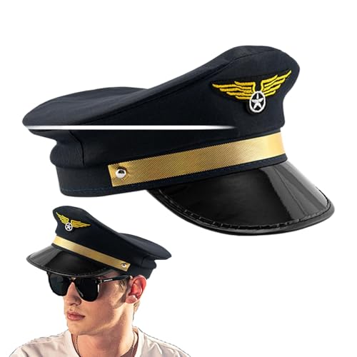 Jlobnyiun Marinepilothut, Navy Captain Hut - Frauenkappe,Adult Navy Captain Airline Hüte Verstellbar Für Männer Frauen Für Halloween -Kostümzubehör Jlobnyiun Marinepilothut, Navy Captain Hut - Frauenkappe,Adult Navy Captain Airline Hüte Verstellbar Für Männer Frauen Für Halloween -Kostümzubehör von Jlobnyiun