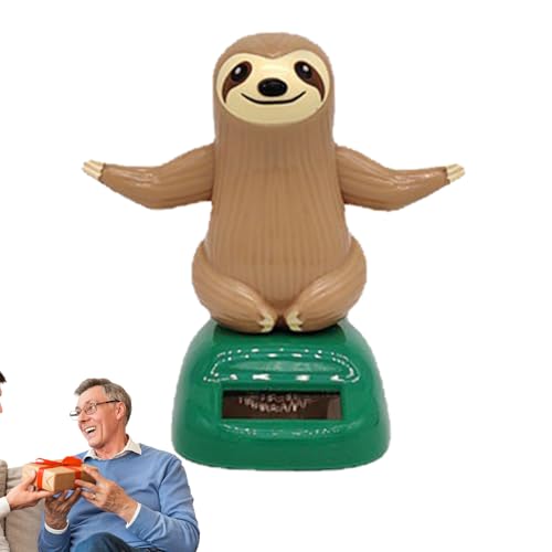 Jlobnyiun Solar Dancing Sloth - Dashboard -Spielzeug, zitternde Handfigur | Nettes animiertes Solarfaultier für Kinderzimmer, Autoausstellung, Bürotisch oder Home Decor, lustiges Wobble -Spielz von Jlobnyiun