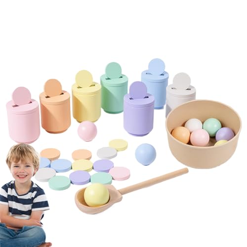 Jlobnyiun Spielzeug zum Sortieren von Farben, Farbsortiertassen, Farbsortierspielzeug aus Holz, Lernspiele | Regenbogen-Ballbecher, interaktives Zählen der Spiele für Kleinkinder Jlobnyiun Spielzeug zum Sortieren von Farben, Farbsortiertassen, Farbsortierspielzeug aus Holz, Lernspiele | Regenbogen-Ballbecher, interaktives Zählen der Spiele für Kleinkinder von Jlobnyiun