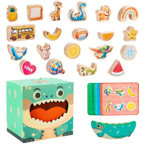 Jlobnyiun Stapelbare Bausteine für Tiere, Stapelspielzeug für Tiere – Auswuchtspiel mit Dinosaurier-Motiv – Baustein-Auswuchtspiel von Jlobnyiun