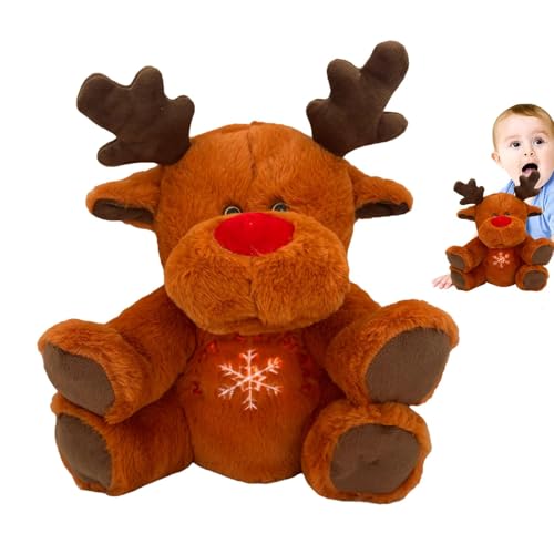 Jlobnyiun Weihnachts-Rentier Plüschtier, Orignal Gefüllt | Beruhigendes Plüschtier aus Weihnachts Elch-Plüschtier – Kuscheltier Weihnachten Rentier, Entspannungsplüsch, Atmungsaktiver Schlafbegleiter von Jlobnyiun