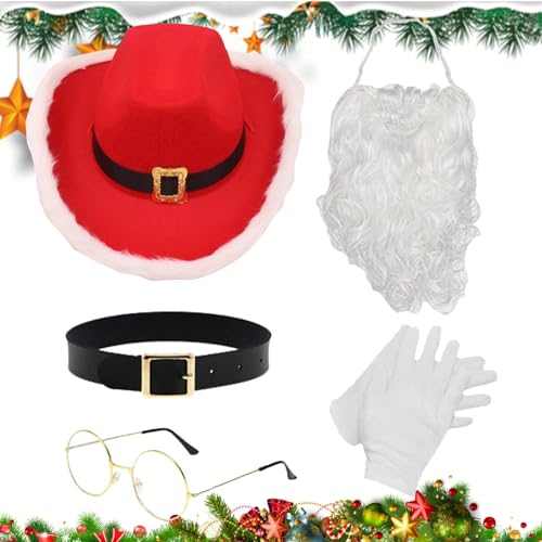 Jlobnyiun Weihnachtsmannbart, Cowboyhut des Weihnachtsmanns – Weihnachtsmann-Weihnachtsperücke, 5 Weihnachtsmann-Kostüme für Weihnachtsmann-Perücke, praktisch Jlobnyiun Weihnachtsmannbart, Cowboyhut des Weihnachtsmanns – Weihnachtsmann-Weihnachtsperücke, 5 Weihnachtsmann-Kostüme für Weihnachtsmann-Perücke, praktisch von Jlobnyiun