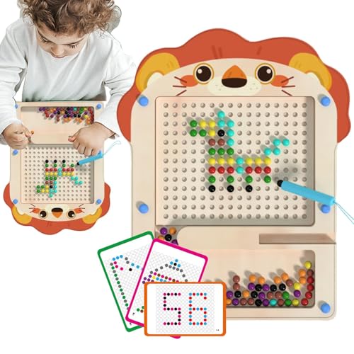Magnetisches Labyrinth mit Farben und Zahlen, Puzzle mit magnetischen Kugeln aus Holz | Bunte Assoziationsspiele für – lustiges Reisespielzeug zum Sortieren und Lernen von Jlobnyiun