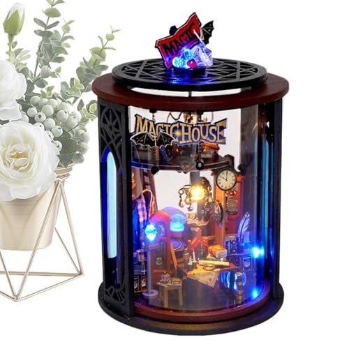 Miniatur-Haus, Miniatur-Haus-Set – Miniatur-Dichtungs-Set für Regaldekorationen, Miniatur-Haus-Set mit LED-Lichtern, einfach zu assem Miniatur-Buchecken-Modell-Set Miniatur-Haus, Miniatur-Haus-Set – Miniatur-Dichtungs-Set für Regaldekorationen, Miniatur-Haus-Set mit LED-Lichtern, einfach zu assem Miniatur-Buchecken-Modell-Set von Jlobnyiun