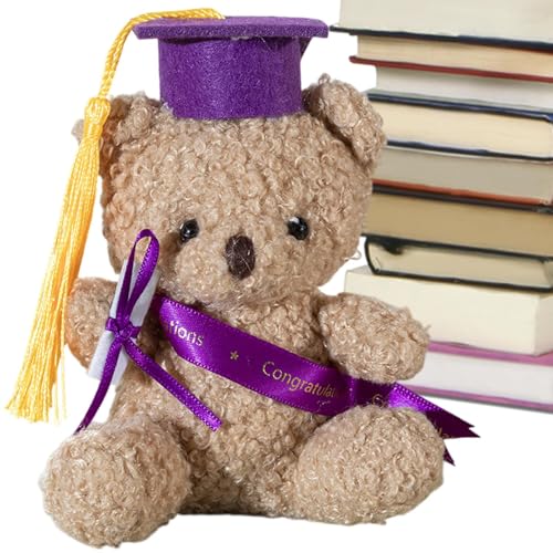 Plüschtier des Graduationsbärs – 5,1 Zoll (14 cm) Graduation Plüschtier | Mini-Absolvent aus Plüsch mit Hut und Abschluss, Kindergartengeschenk, Schreibtisch-Ornament von Jlobnyiun
