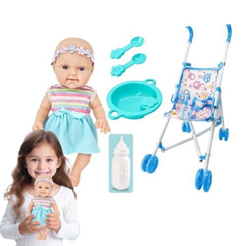 Puppe Mit Kinderwagen, Puppenwagen-Set | Kinderpuppen-Kinderwagenspielzeug Für Kleinkinder, 10-Zoll-realistische Puppe Mit Kinderwagenzubehör Für Kinder, Heimspielzeug Puppe Mit Kinderwagen, Puppenwagen-Set | Kinderpuppen-Kinderwagenspielzeug Für Kleinkinder, 10-Zoll-realistische Puppe Mit Kinderwagenzubehör Für Kinder, Heimspielzeug von Jlobnyiun